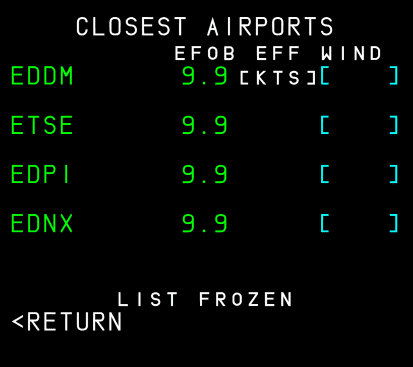 MCDU Data Closest Airports 2 Page