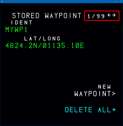 MCDU DATA Stored Waypoint
