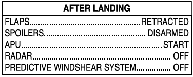 After Landing Checklist