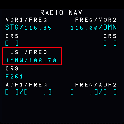 ILS frequency on ECAM RNAV page