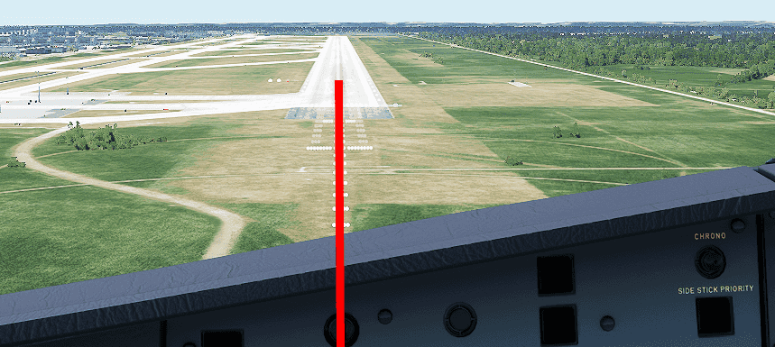 Hold the runway center line pointing under us